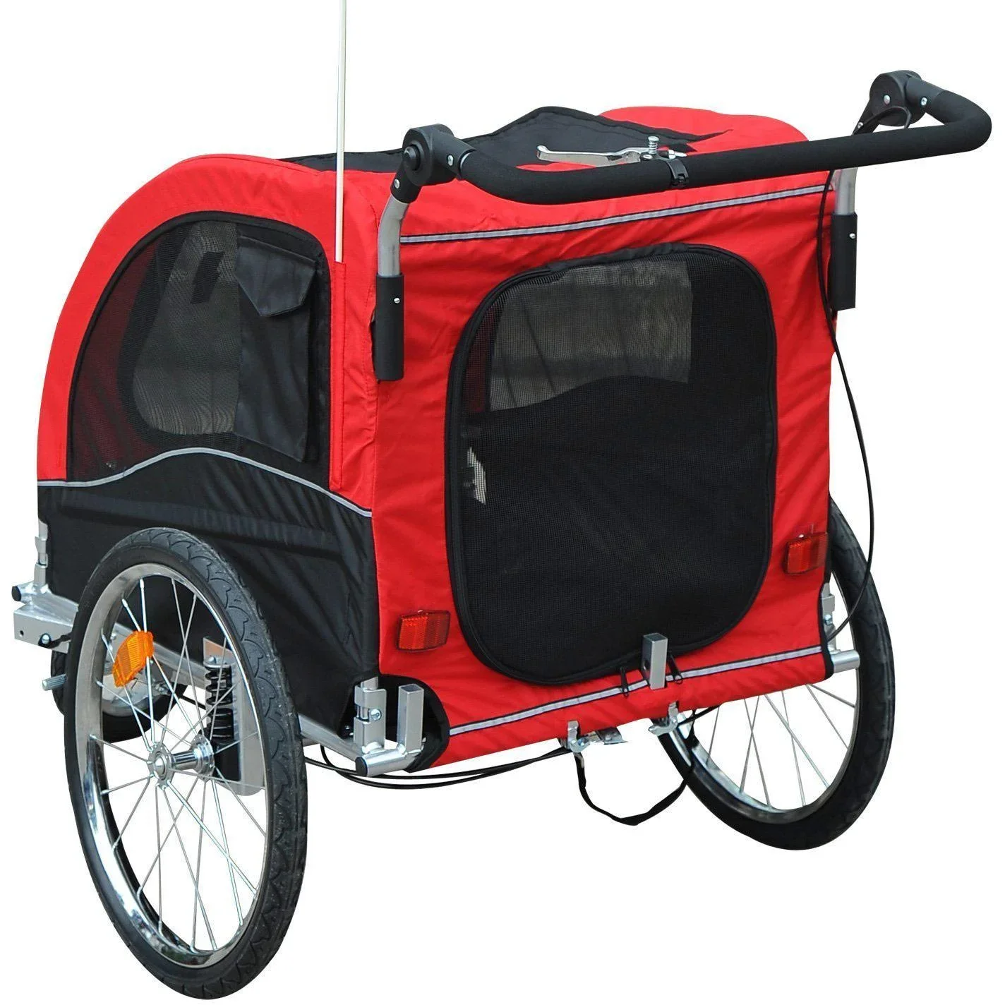 Hundeanhänger Fahrradanhänger Jogger rot-schwarz - 3