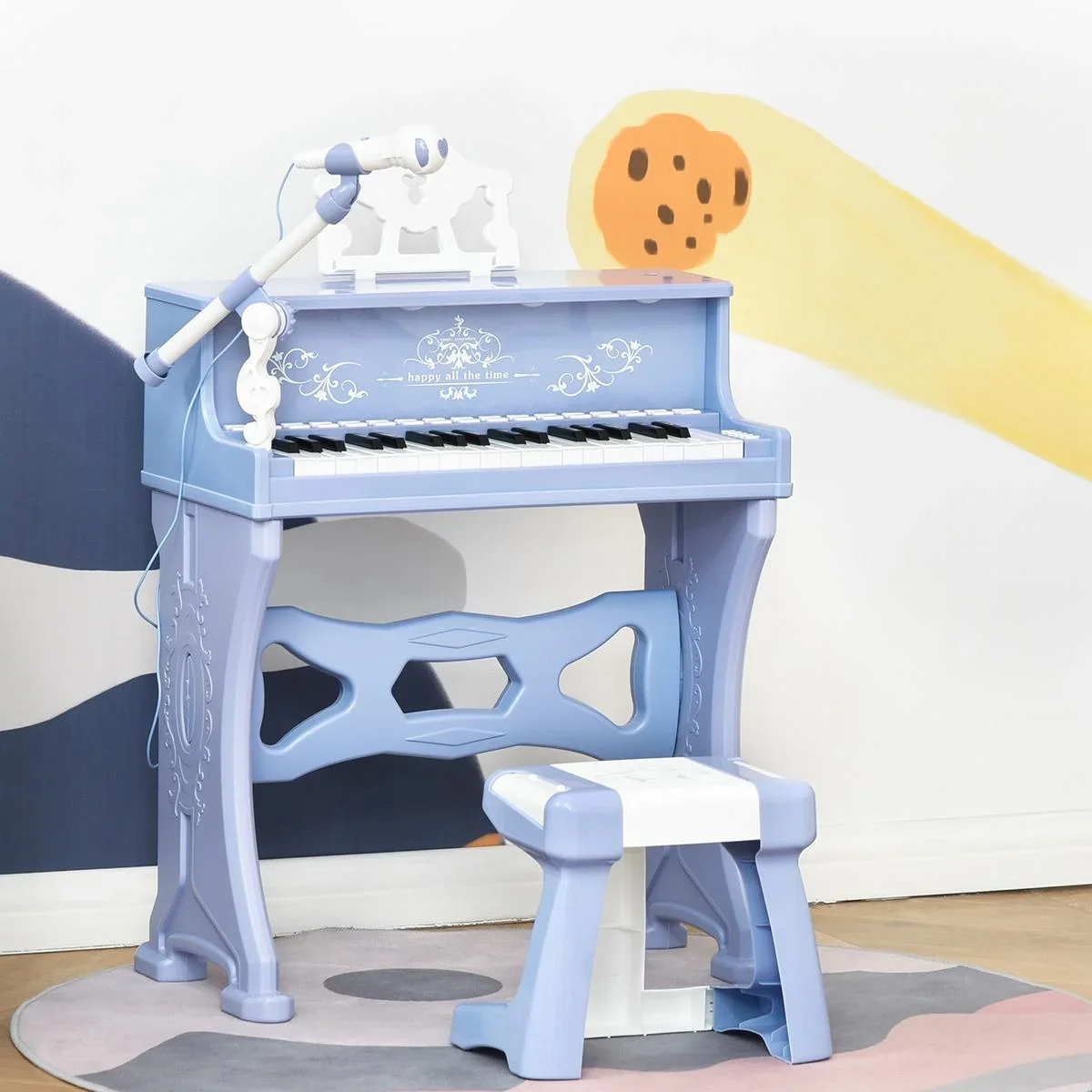 Kinder Klavier 37 Tasten Mini-Klavier Piano Keyboard mit Hocker und 22 Demo-Songs zum Abspielen aus ABS Musikinstrument - 0