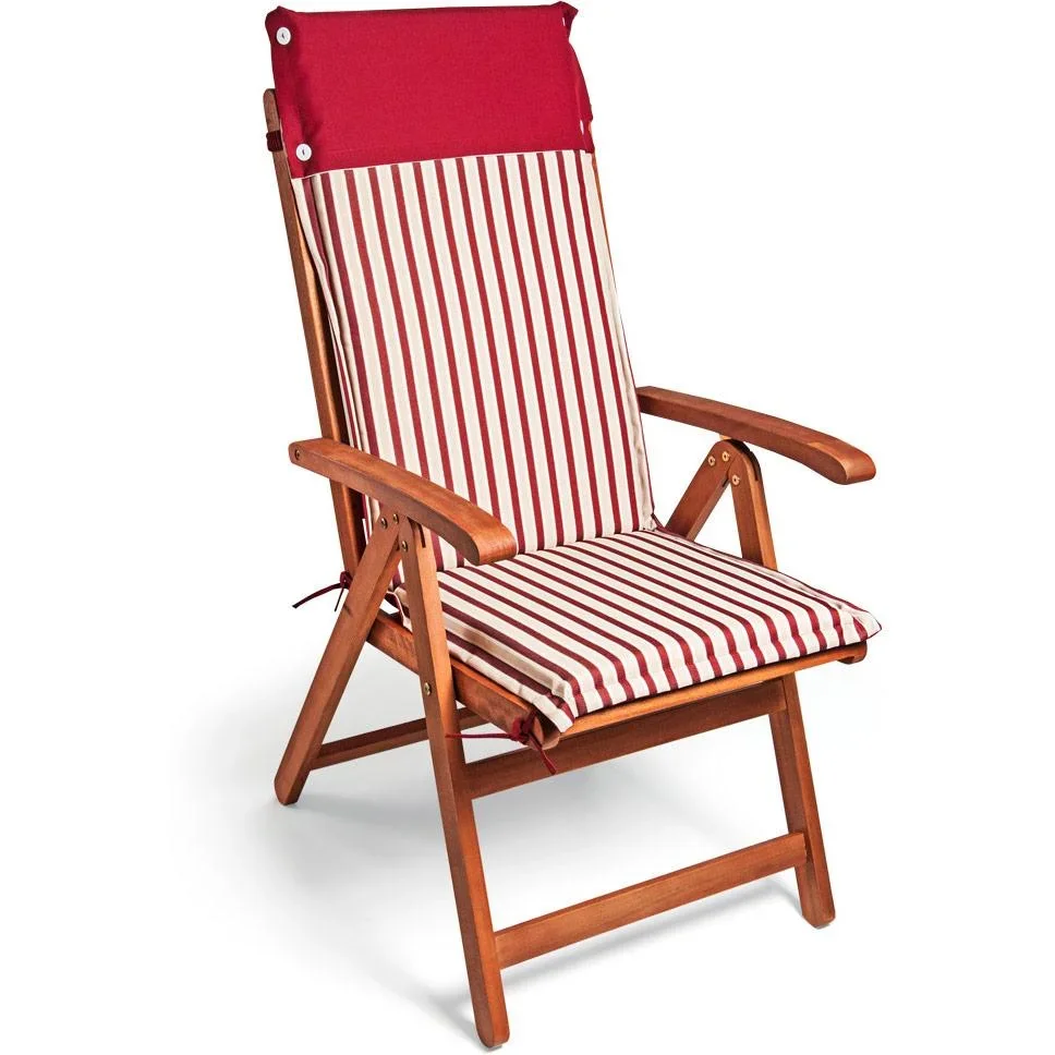Gartenstuhlbezug 6 Stück Vanamo rot und weiß gestreift mit Umschlag - 2