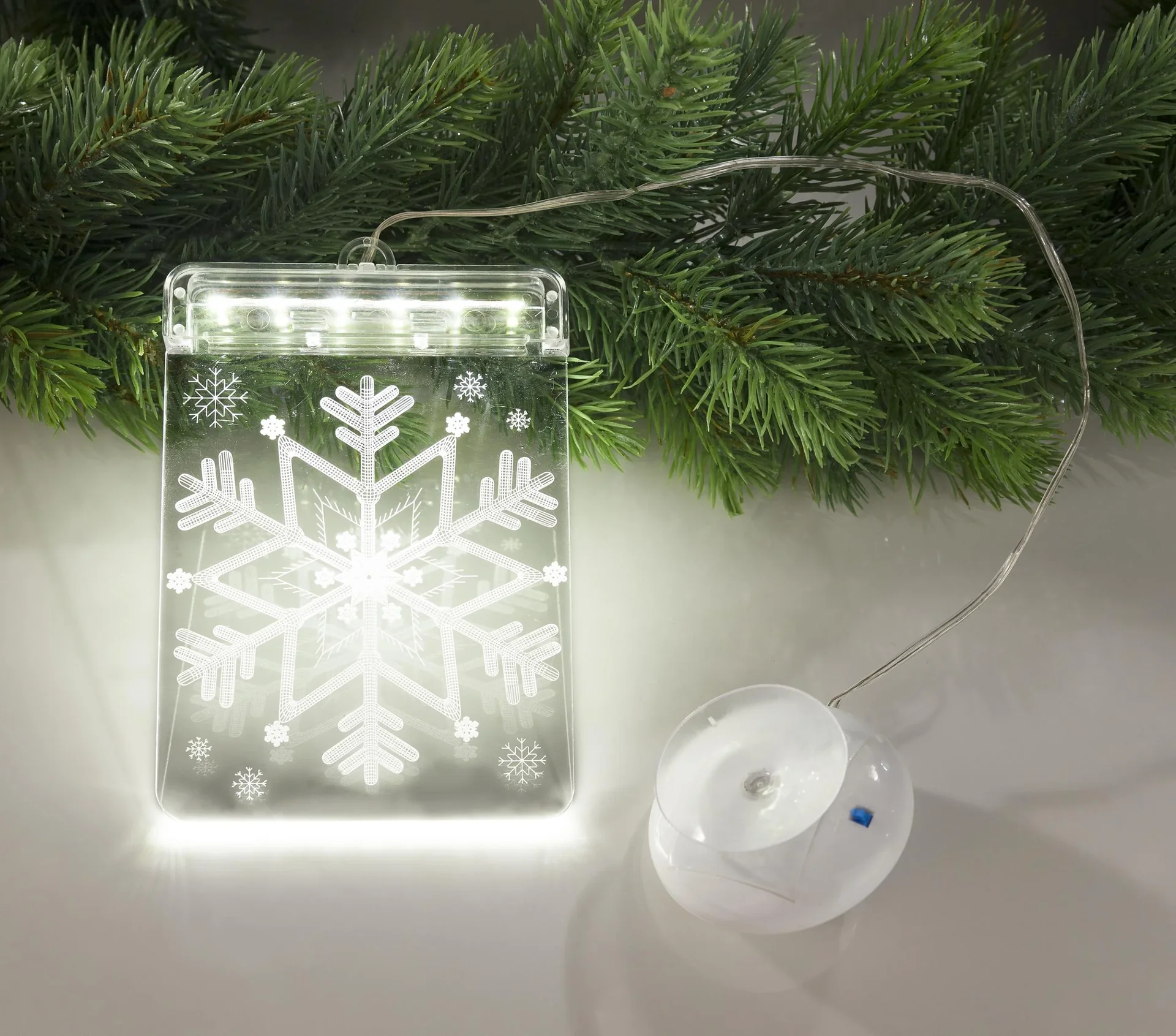 LED Fensterbild Schneeflocke mit Saugnapf - 0
