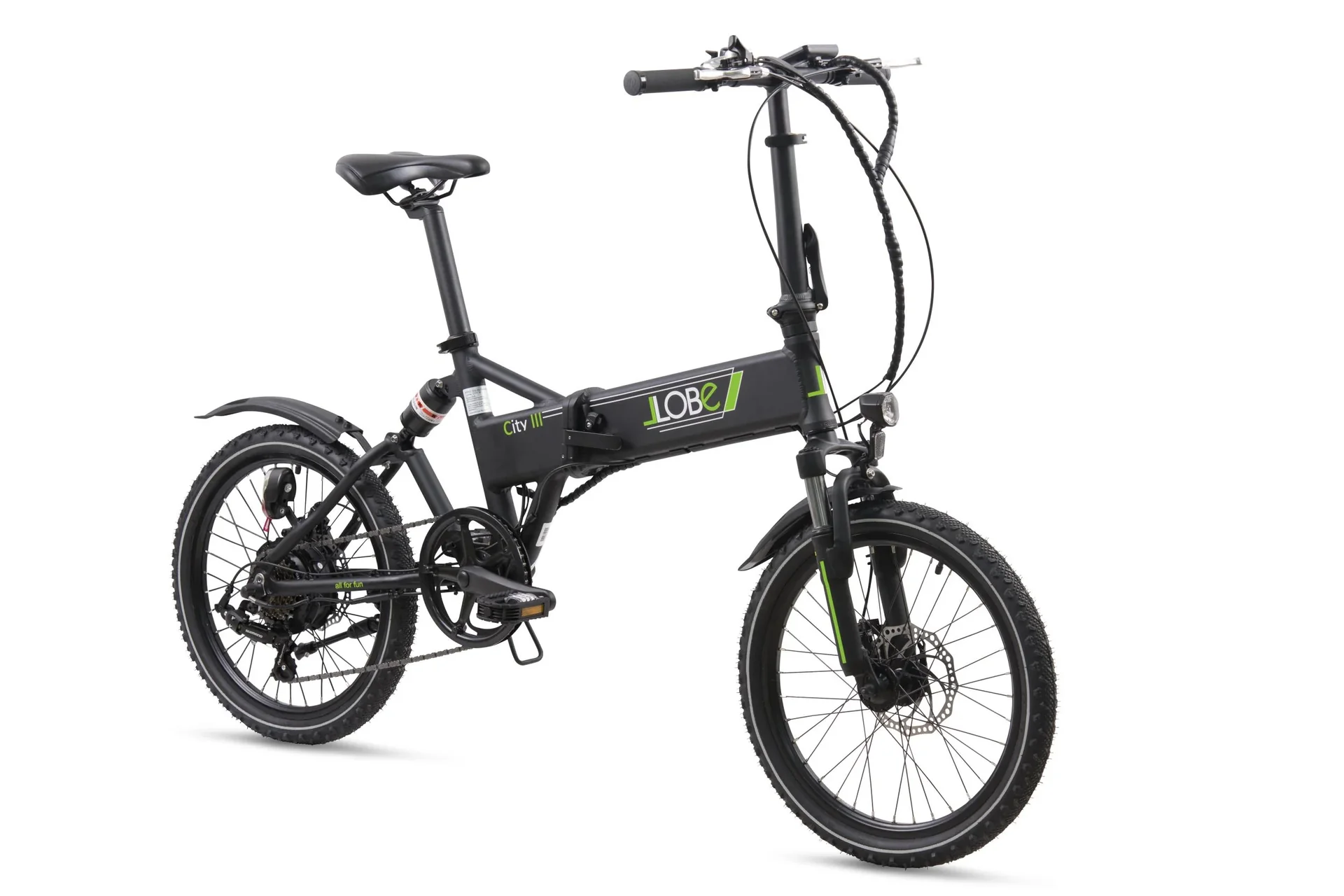 Alu E-Bike Faltrad 20 Zoll, Rahmenhöhe 37 cm, 7-Gang Kettenschaltung, schwarz „City III“ - 0