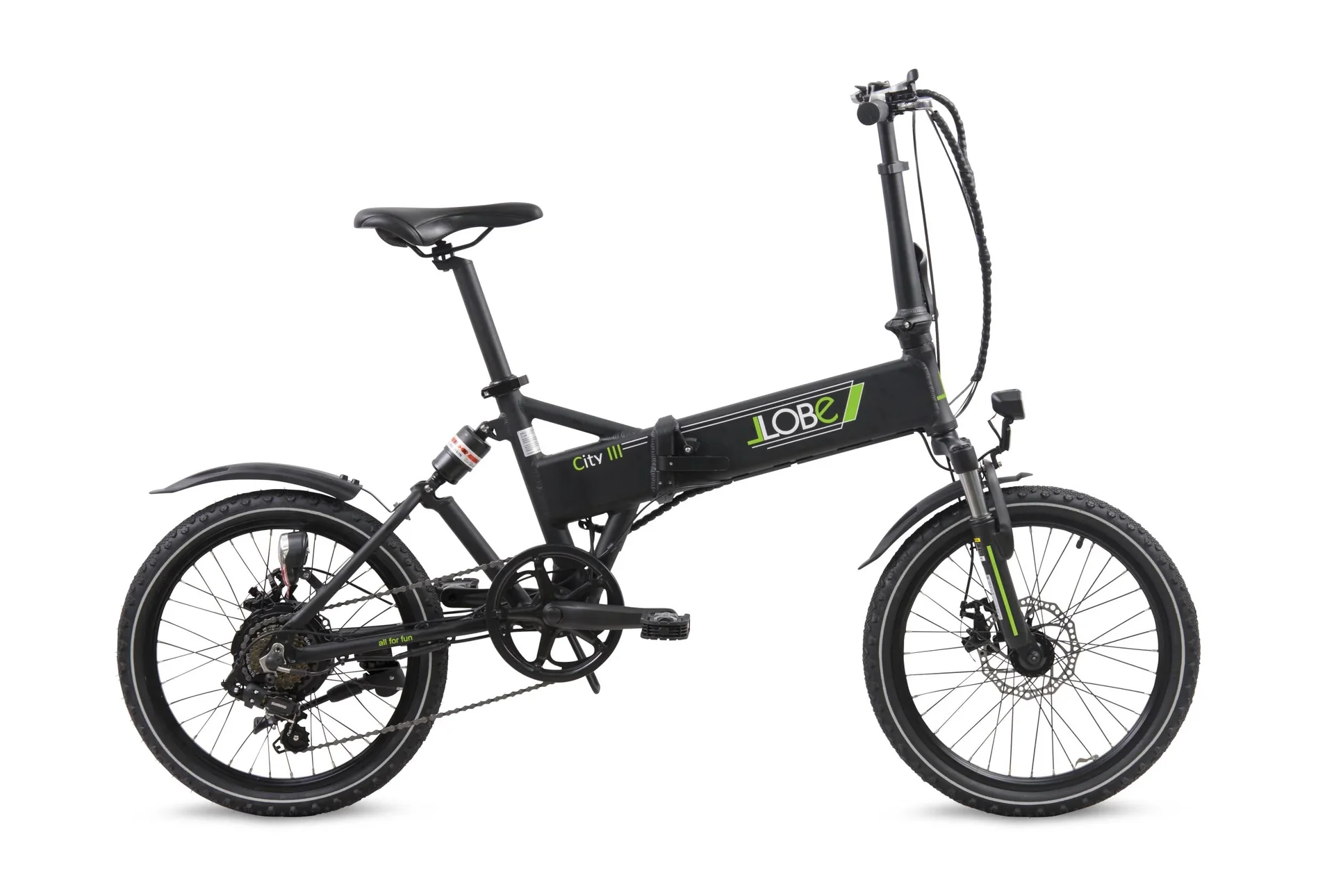 Alu E-Bike Faltrad 20 Zoll, Rahmenhöhe 37 cm, 7-Gang Kettenschaltung, schwarz „City III“ - 1