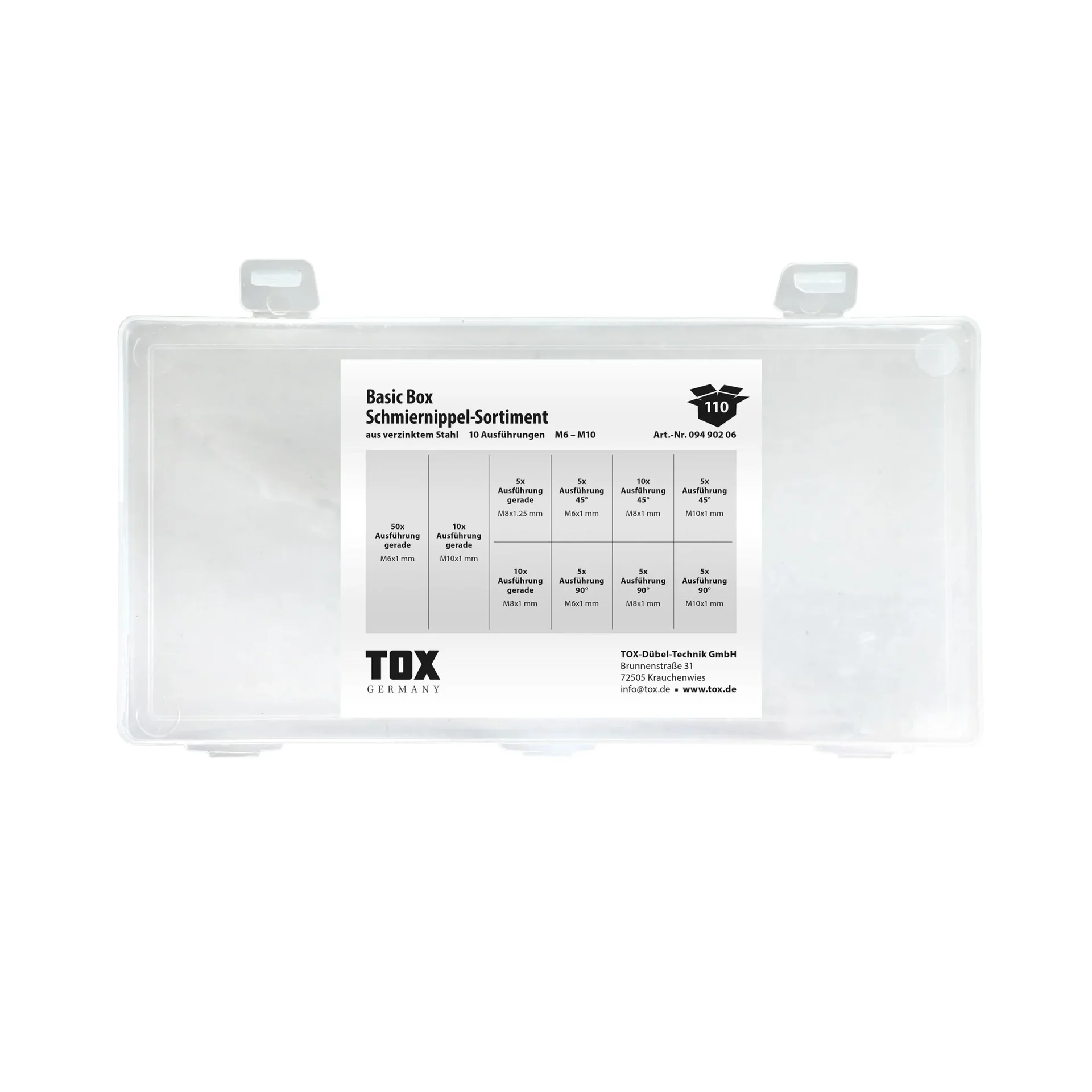 Schmiernippel - Sortiment Basic Box 110-teilig - 0