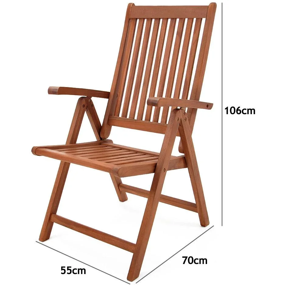 Vanamo Gartenstuhl Eukalyptusholz Klappstuhl mit hoher Rückenlehne - 3