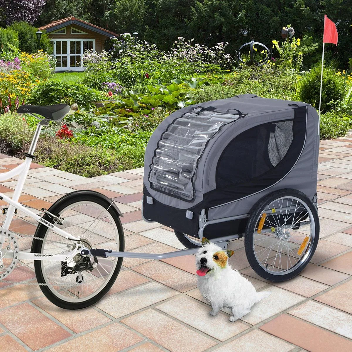Fahrradanhänger für Hunde grau - 1