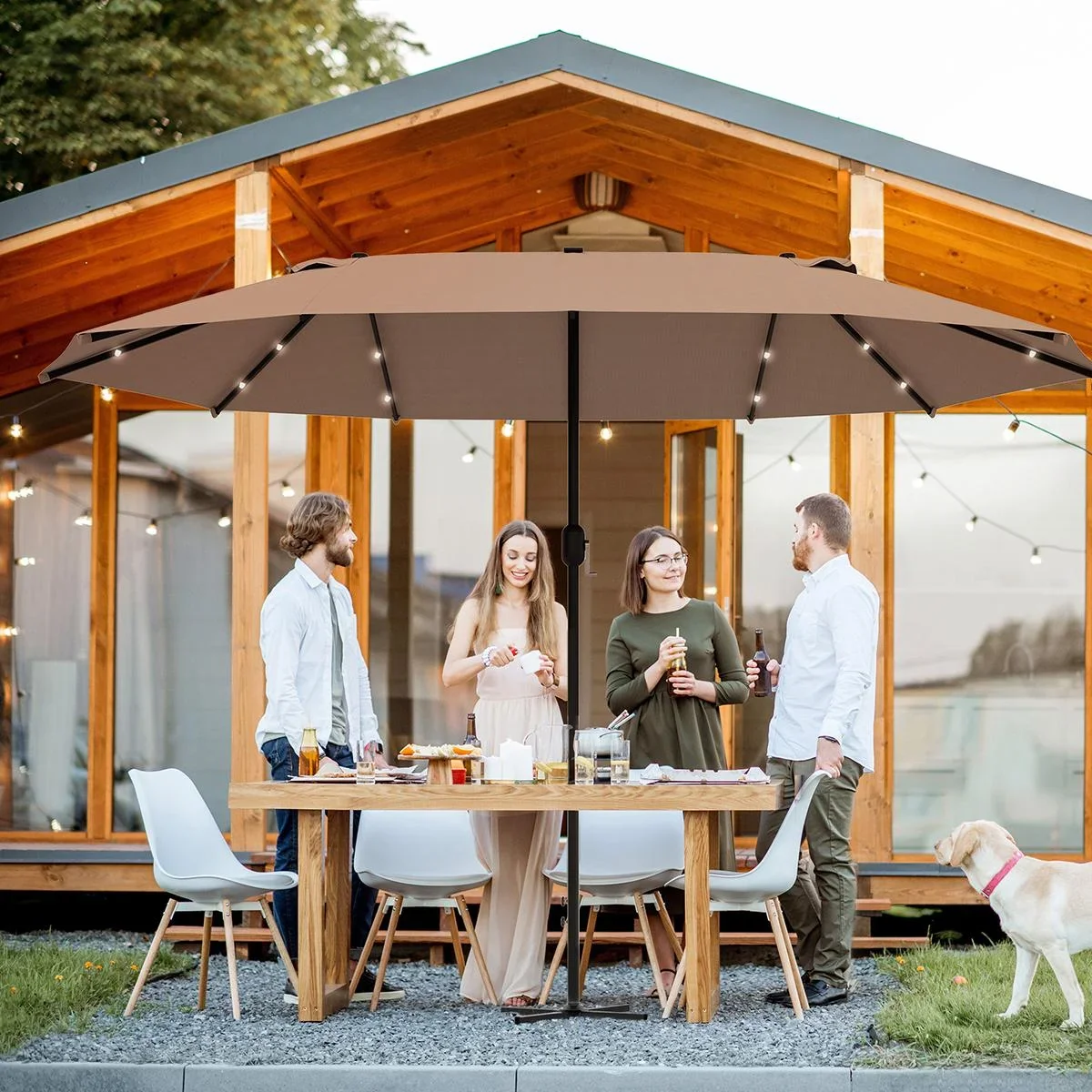 Sonnenschirm mit LED Doppelsonnens - 0