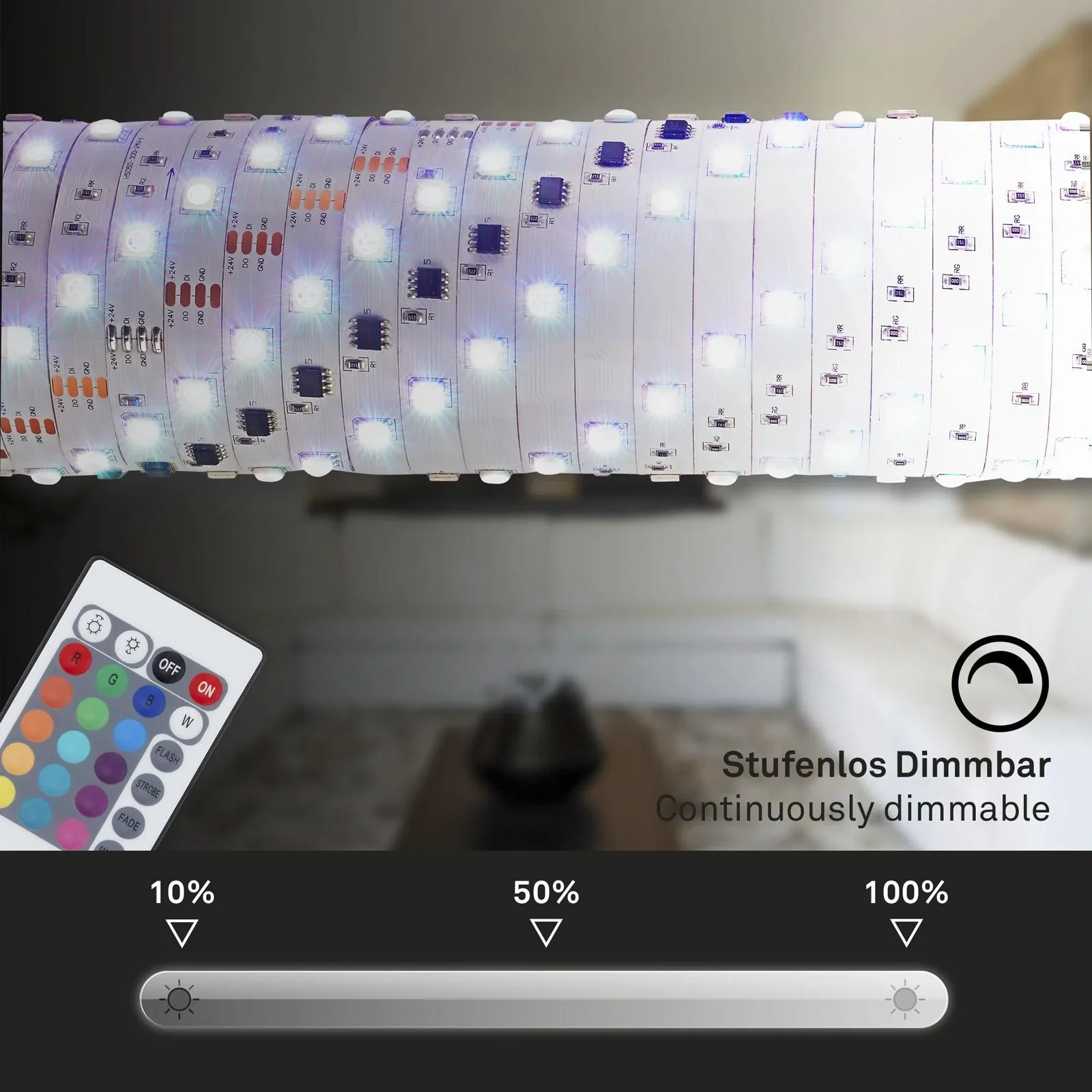 RGB-LED Flexband für den Außenbereich,IP44, 3 m, 90 RGB-LEDs, Fernbedienung - 5