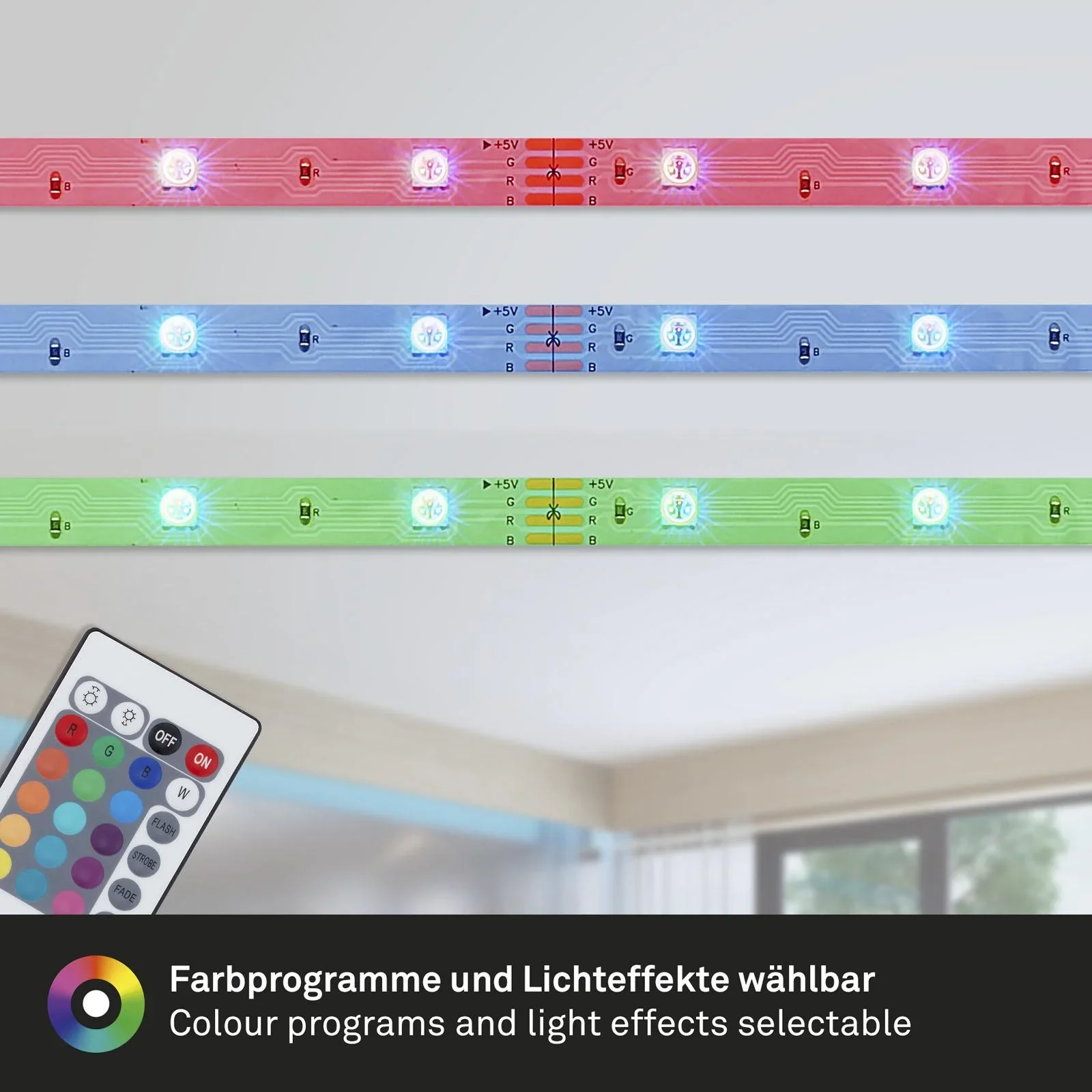 RGB-LED Flexband für den Außenbereich,IP44, 3 m, 90 RGB-LEDs, Fernbedienung - 6
