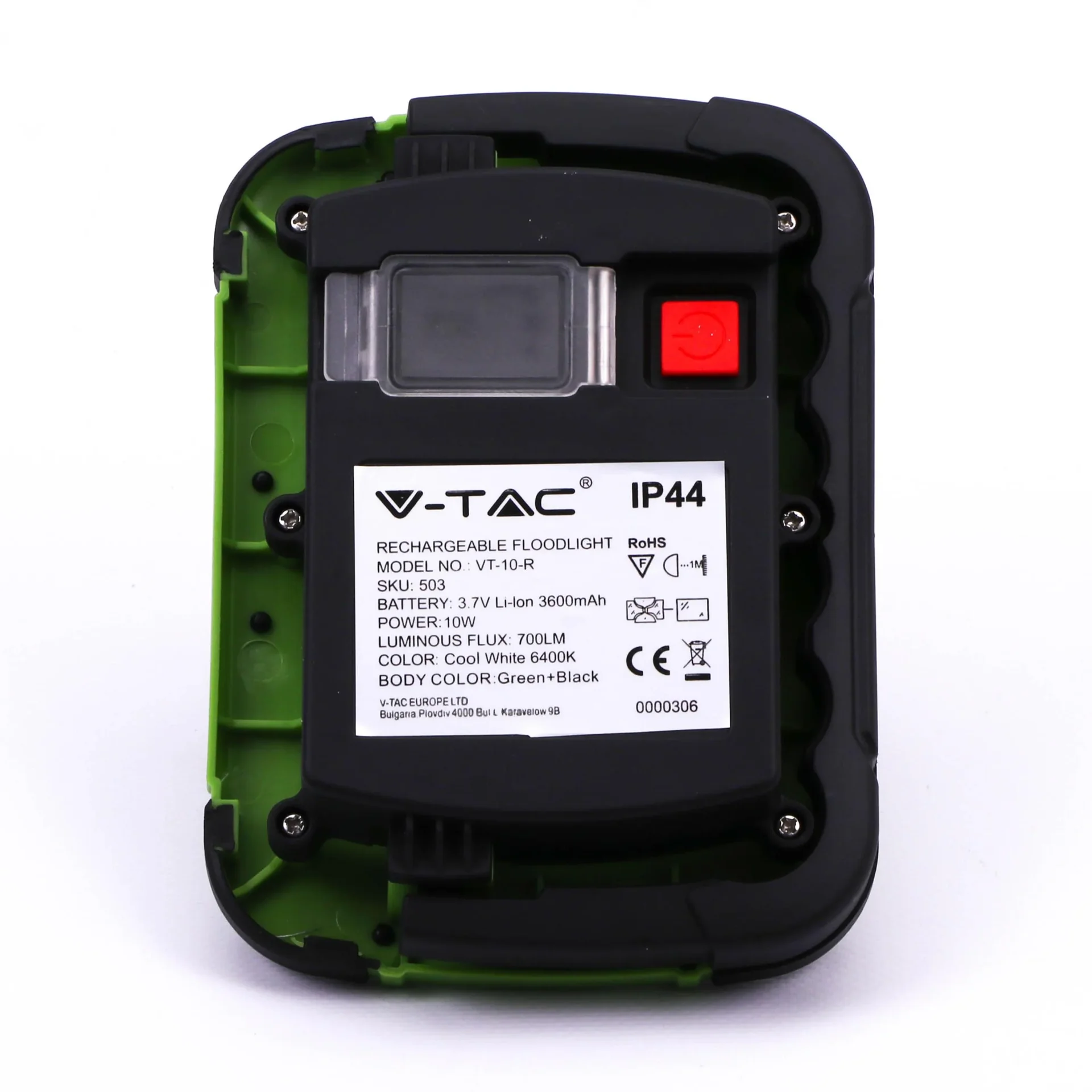 VT-10-R Gebäudeleuchte / Arbeitsleuchte - Wiederaufladbar - 10W - 6400K - Grün - 0