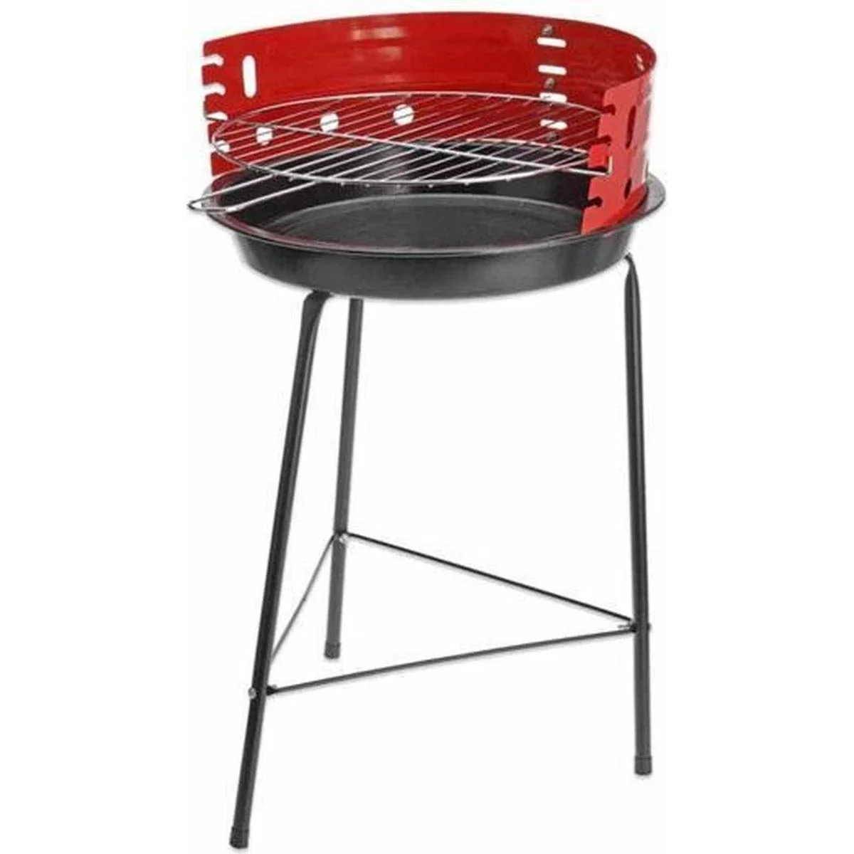 Vargan Holzkohlegrill Ø33 cm - Halb offen - Schwarz/Rot - 3