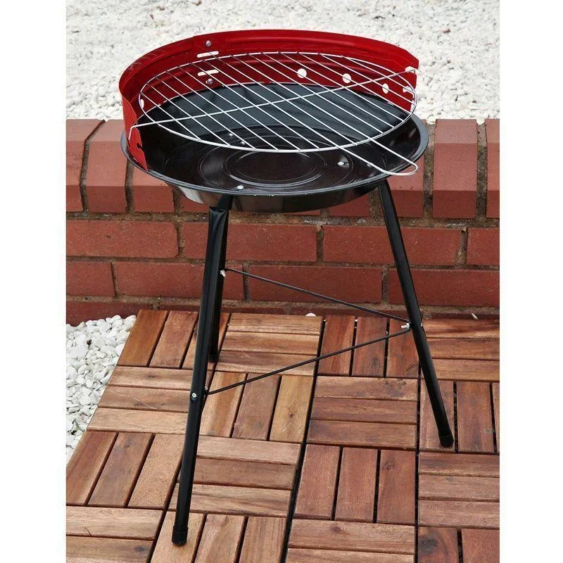 Vargan Holzkohlegrill Ø33 cm - Halb offen - Schwarz/Rot - 5