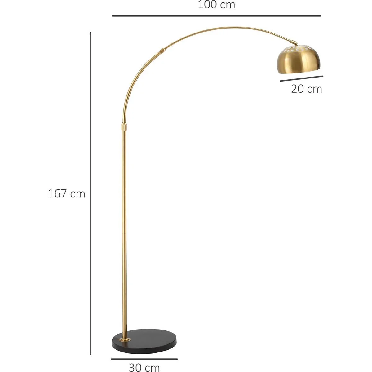 Bogenlampe Stehlampe Wohnzimmer mit vergoldeter Lampenschirm Stehleuchte 40W Bogenleuchte mit E27 Fassung Schirm für Sch - 3