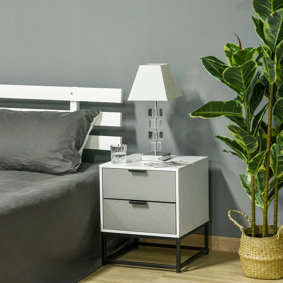 Tischlampe mit Kristallsockel cremeweiß - 6