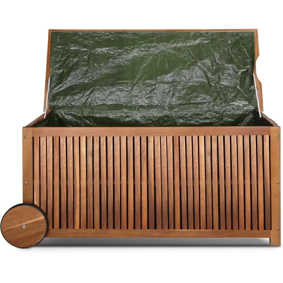 Stützkasten / Kissenkasten Akazienholz 117x52x58,5cm inkl. Innensegel - 1