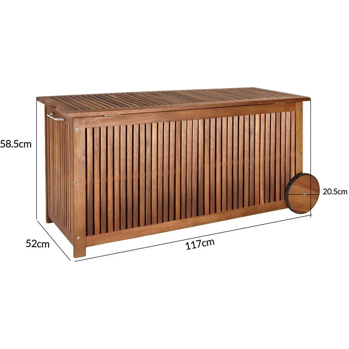Stützkasten / Kissenkasten Akazienholz 117x52x58,5cm inkl. Innensegel - 3