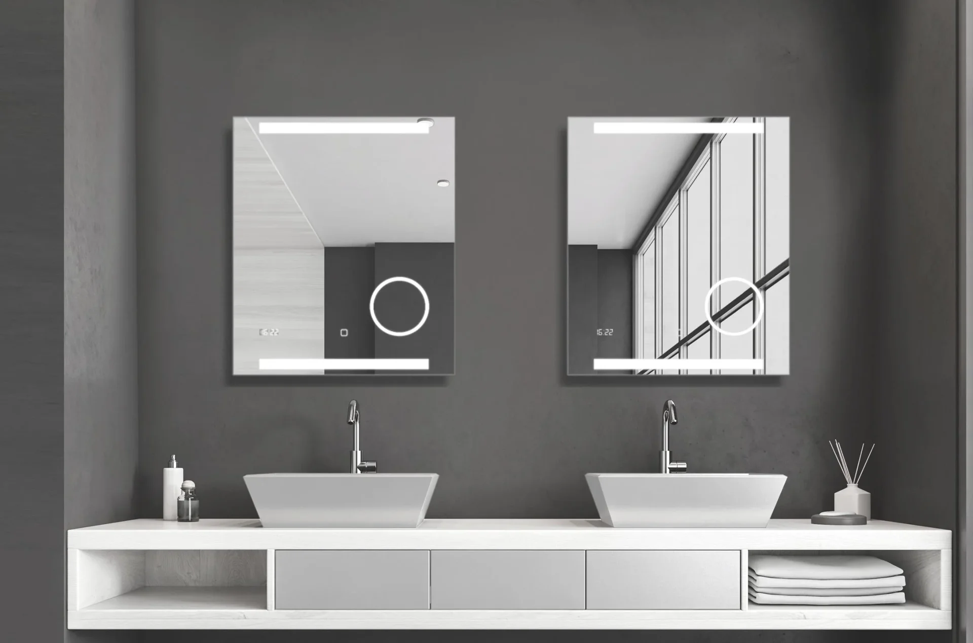 Badezimmerspiegel mit Beleuchtung, "King" - 60 x 70 cm - Lichtfarbe neutralweiß - Beleuchteter Kosmetikspiegel - 1