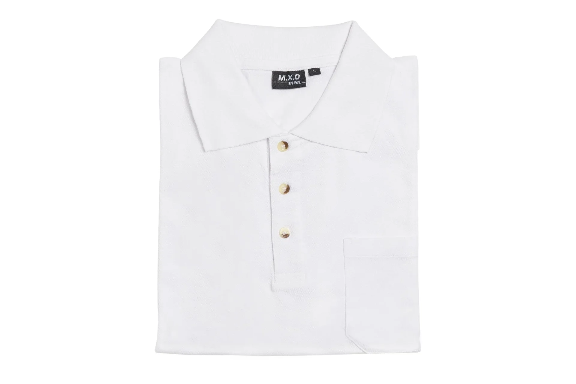 Poloshirt mit Knopfleiste und Brusttasche, Farbe weiß, Gr.2XL - 0