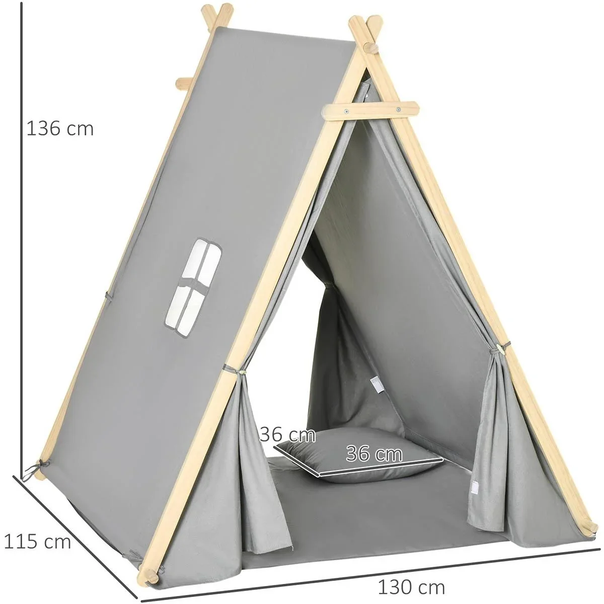 Tipi-Zelt für Kinder 130 cm x 111 cm x 136 cm - 2