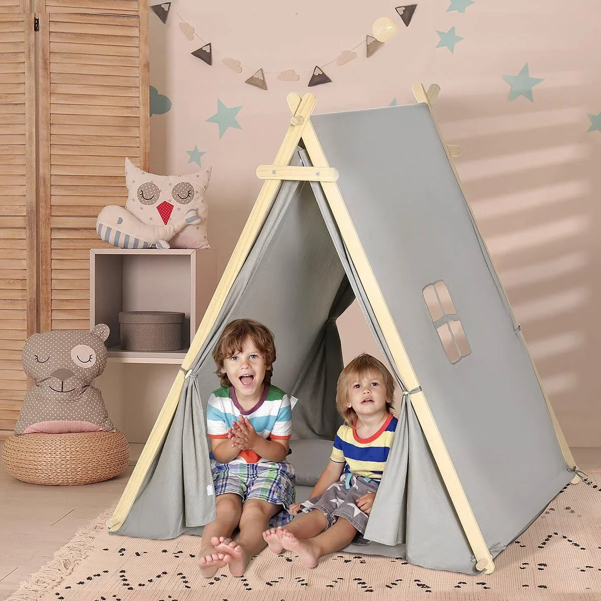 Tipi-Zelt für Kinder 130 cm x 111 cm x 136 cm - 3