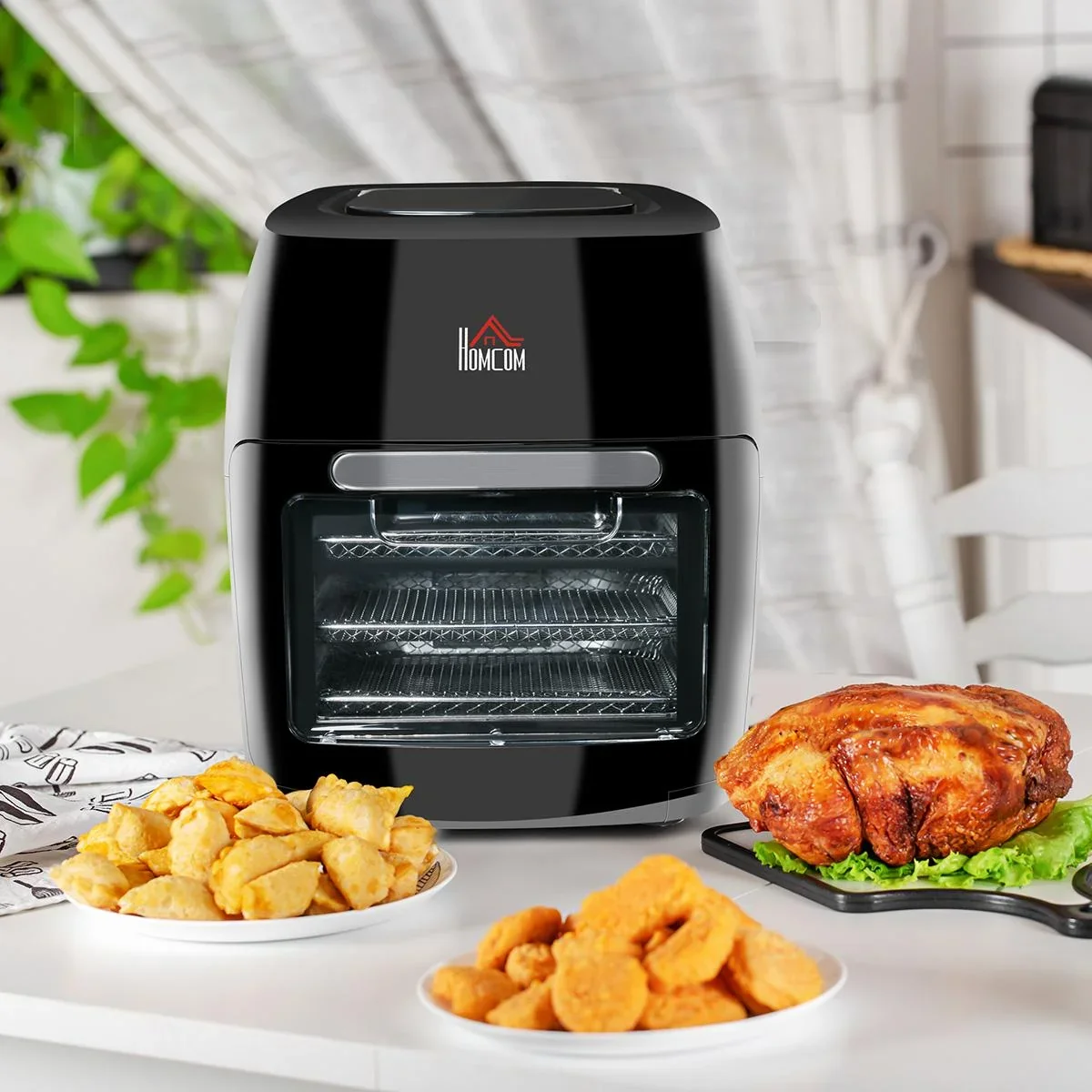Heißluftfritteuse 11 L 1800W mit 8 Menüs Zubehör Stahl Schwarz 32 x 35,6 x 37,9 cm - 0