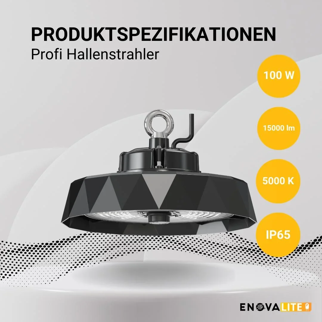 Die LED-HighBay PRO mit Diamant Design bietet 100 W, 15000 lm, 5000 K, IP65 Schutz, Philips Netzteil & Lumileds LED - 2