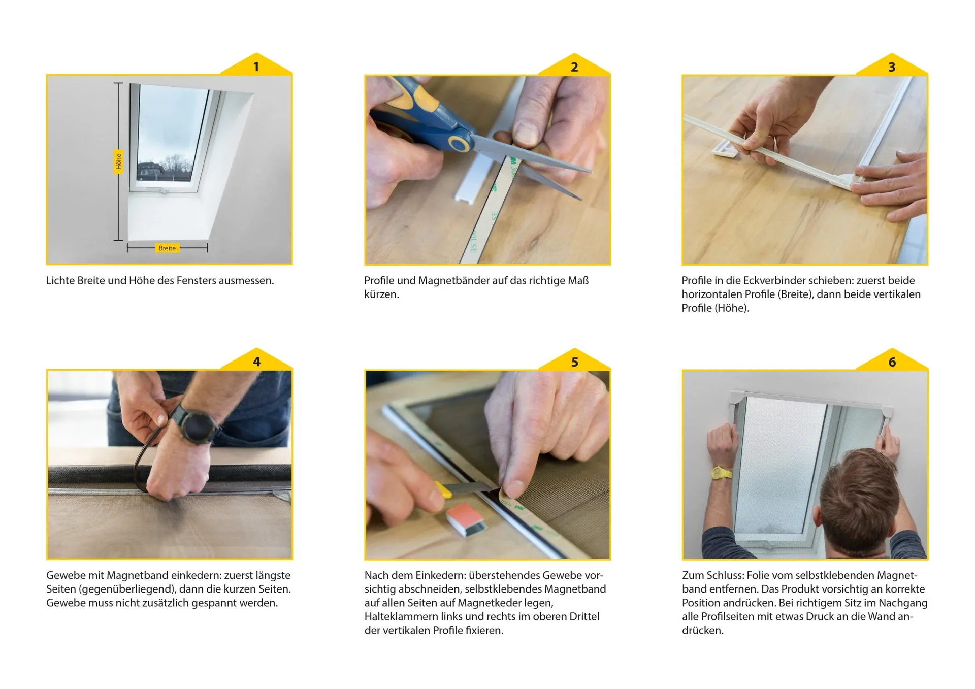 Fliegengitter-Magnetrahmen mit Fiberglasgewebe, Farbe weiß, 120 x 120 cm - 1