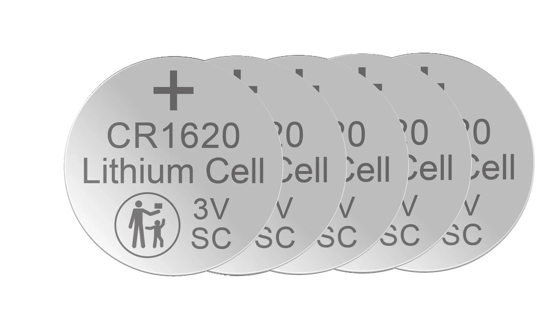 Lithium Knopfzelle CR1620, 3 Volt - 5 Stück - 0