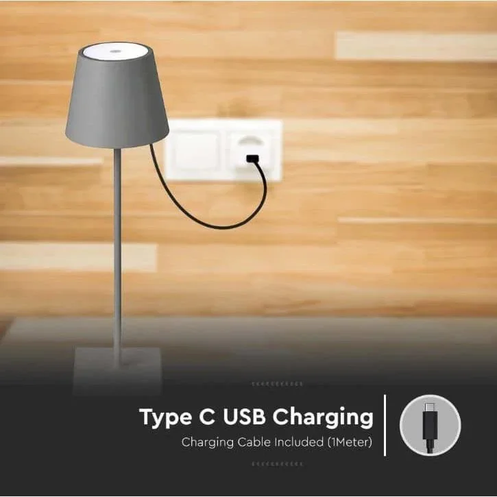 VT-7703 Tischleuchte - 4000K - Dimmbar durch Berührung - Wiederaufladbar - Grau - 3