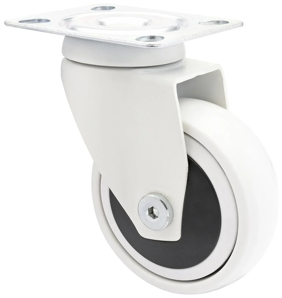 Design 3C Lenkrollen 4 teiliges Set - Ø 75 mm, soft, weiß, 2 Rollen mit & 2 ohne Feststeller, Tragkraft 75 kg / Rolle - 2