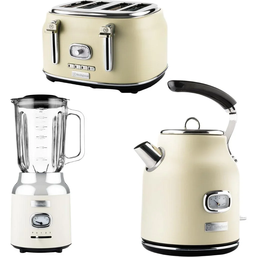 SET aus 3 - Retro Mixer + Wasserkocher 1,7 Liter + Toaster - Weiß - 6