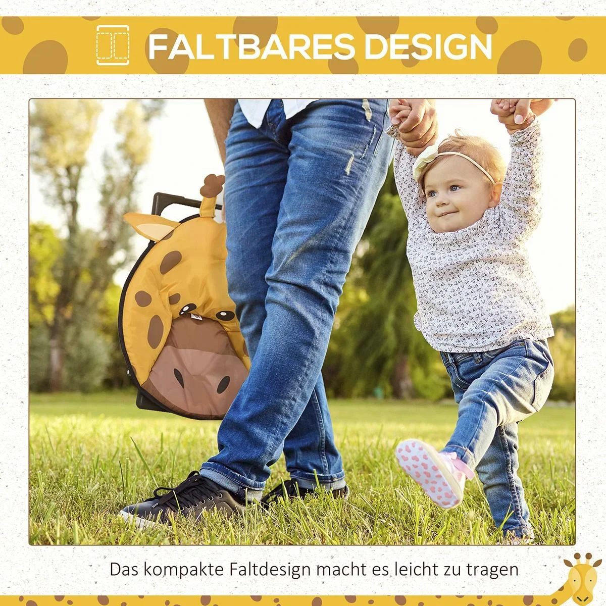 Campingstuhl faltbar Kinder Klappstuhl Mondstuhl für 3 bis 5 Jahre alte Kinder Stahl gelb Ø50 x 49H cm - 0