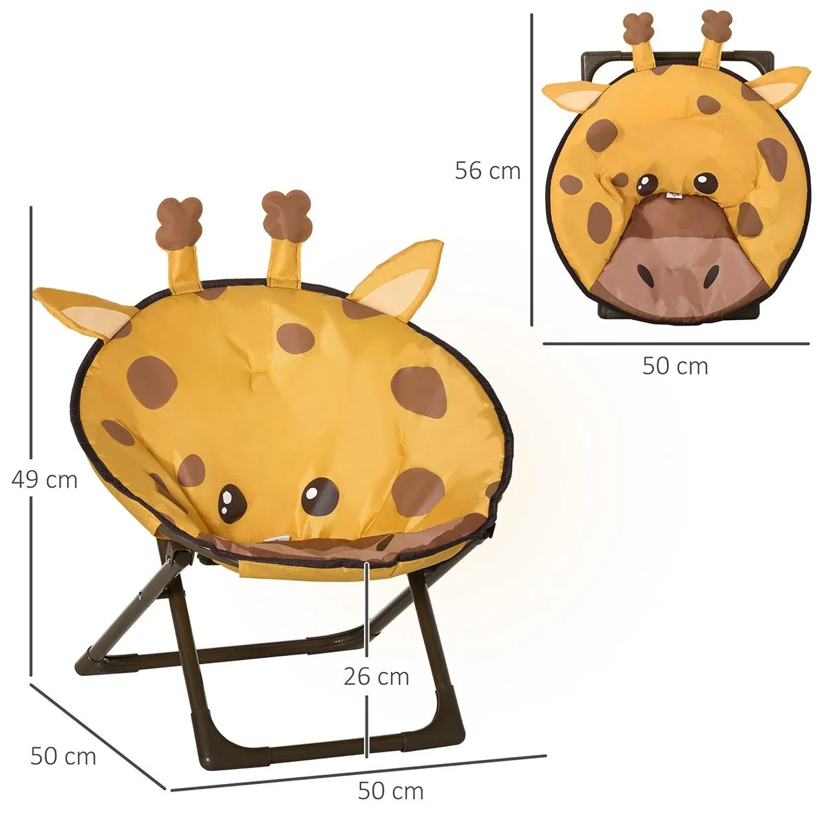 Campingstuhl faltbar Kinder Klappstuhl Mondstuhl für 3 bis 5 Jahre alte Kinder Stahl gelb Ø50 x 49H cm - 1