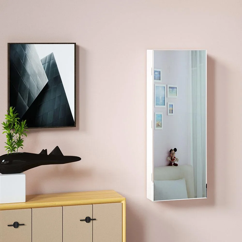 Schmuckschrank - Spiegel, Weiß- Hängend - 0