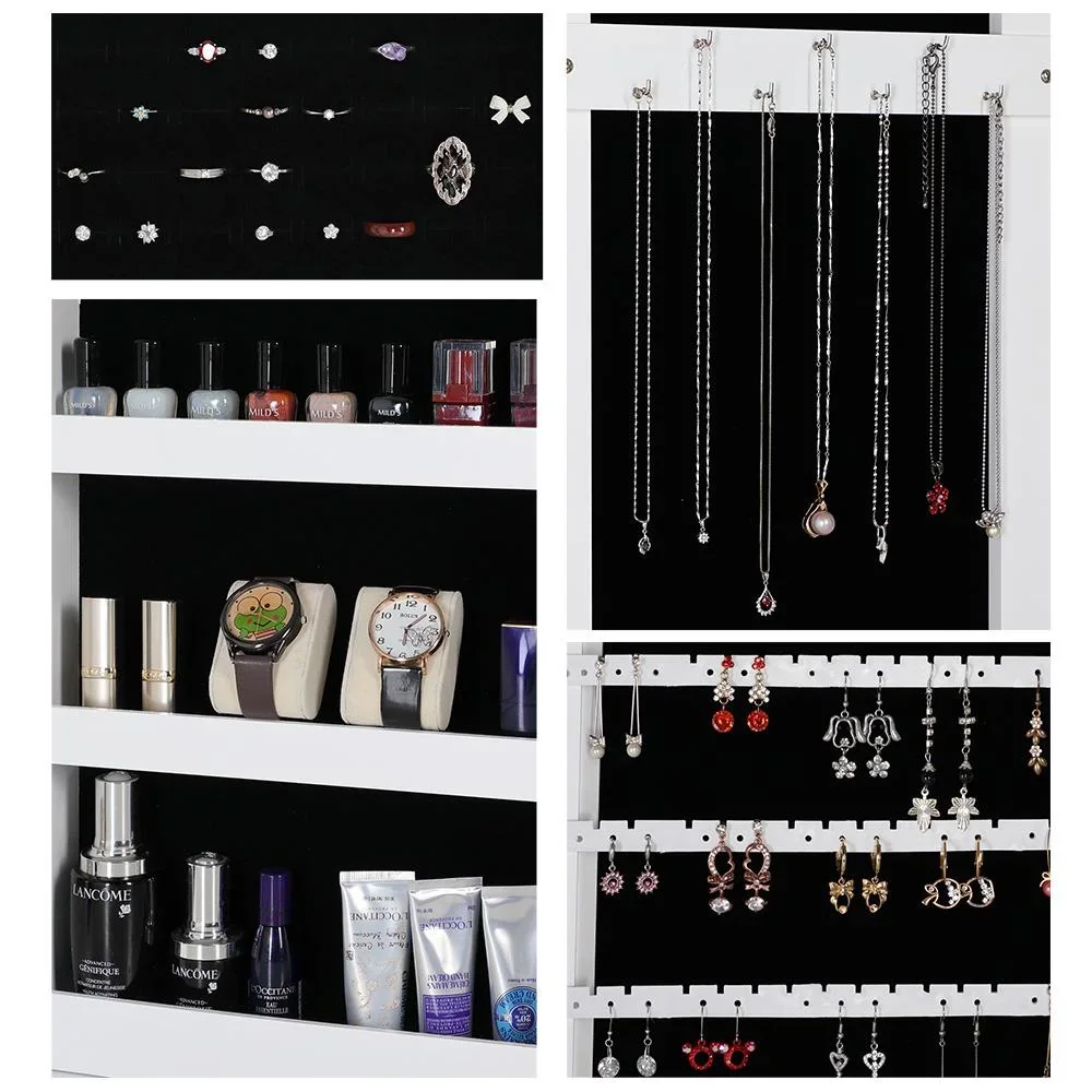 Schmuckschrank - Spiegel, Weiß- Hängend - 3