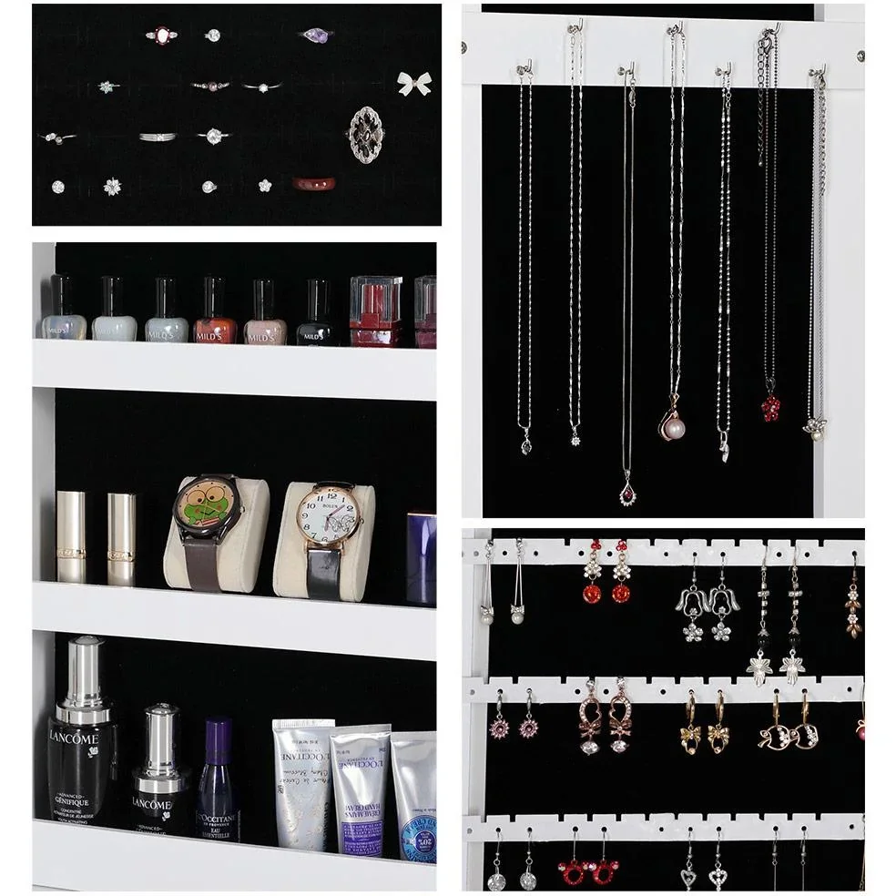 Schmuckschrank - Spiegel, Weiß- Hängend - 4