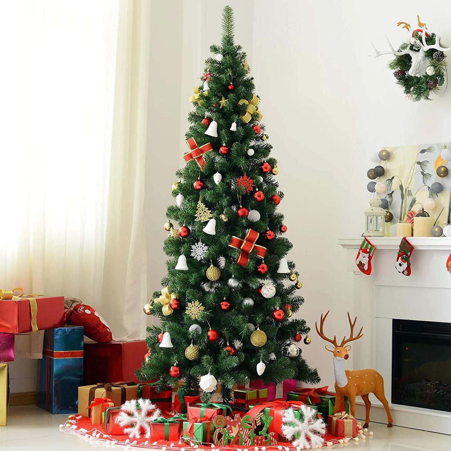 Weihnachtsbaum 210cm mit Metallständer 631 Spitzen Grün - 0