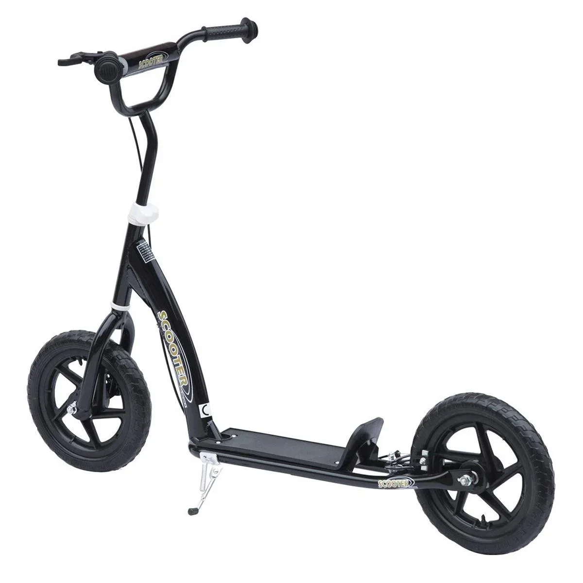Kinderroller Scooter Tretroller Cityroller Kinder Roller Kickboard 12 Zoll Schwarz 120 x 52 x 80-88 cm - 1