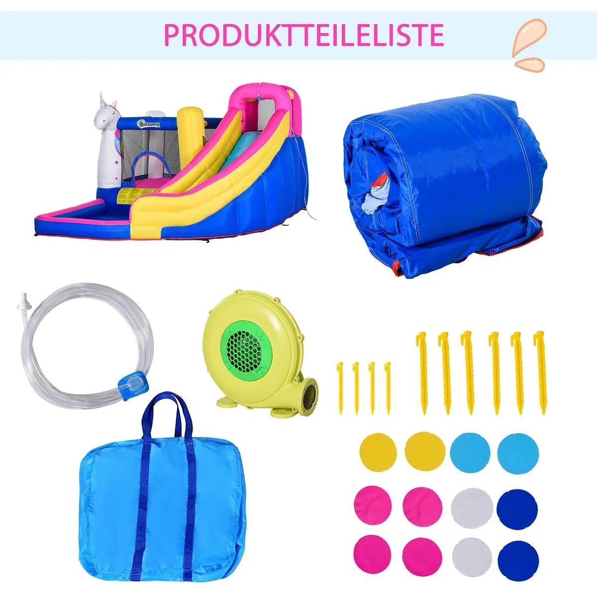 Kinderhüpfburg mit Rutsche und Pool bunt - 3