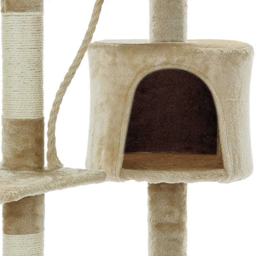 Codoca Kratzbaum beige mit 3 Aussichtsplätzen, 1 Höhle, 2 Spielbällen und einem Seil - 2