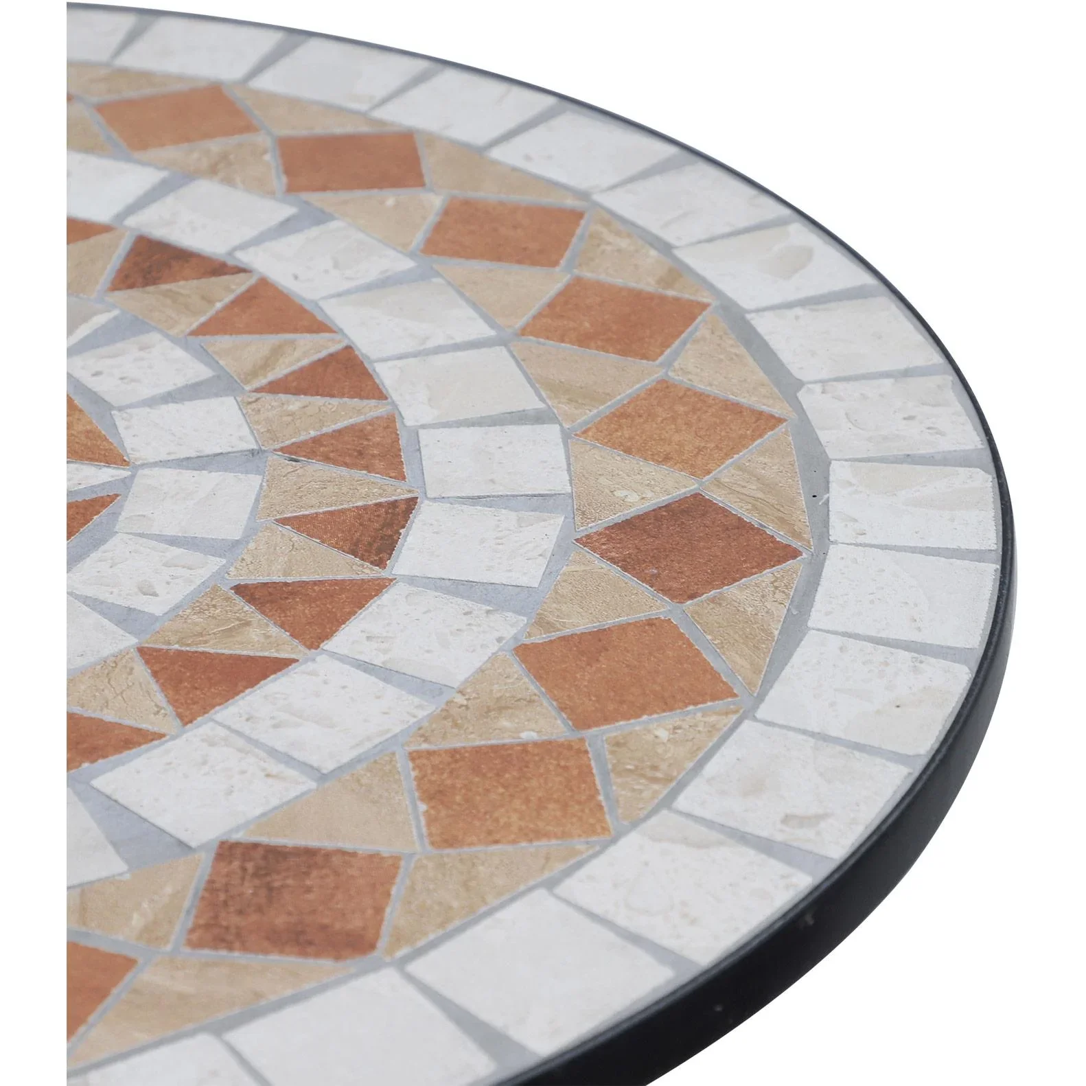 Gartentisch Balkontisch Mosaiktisch Seviertisch rund Stahl + Keramik Ø60 x H71 cm - 0