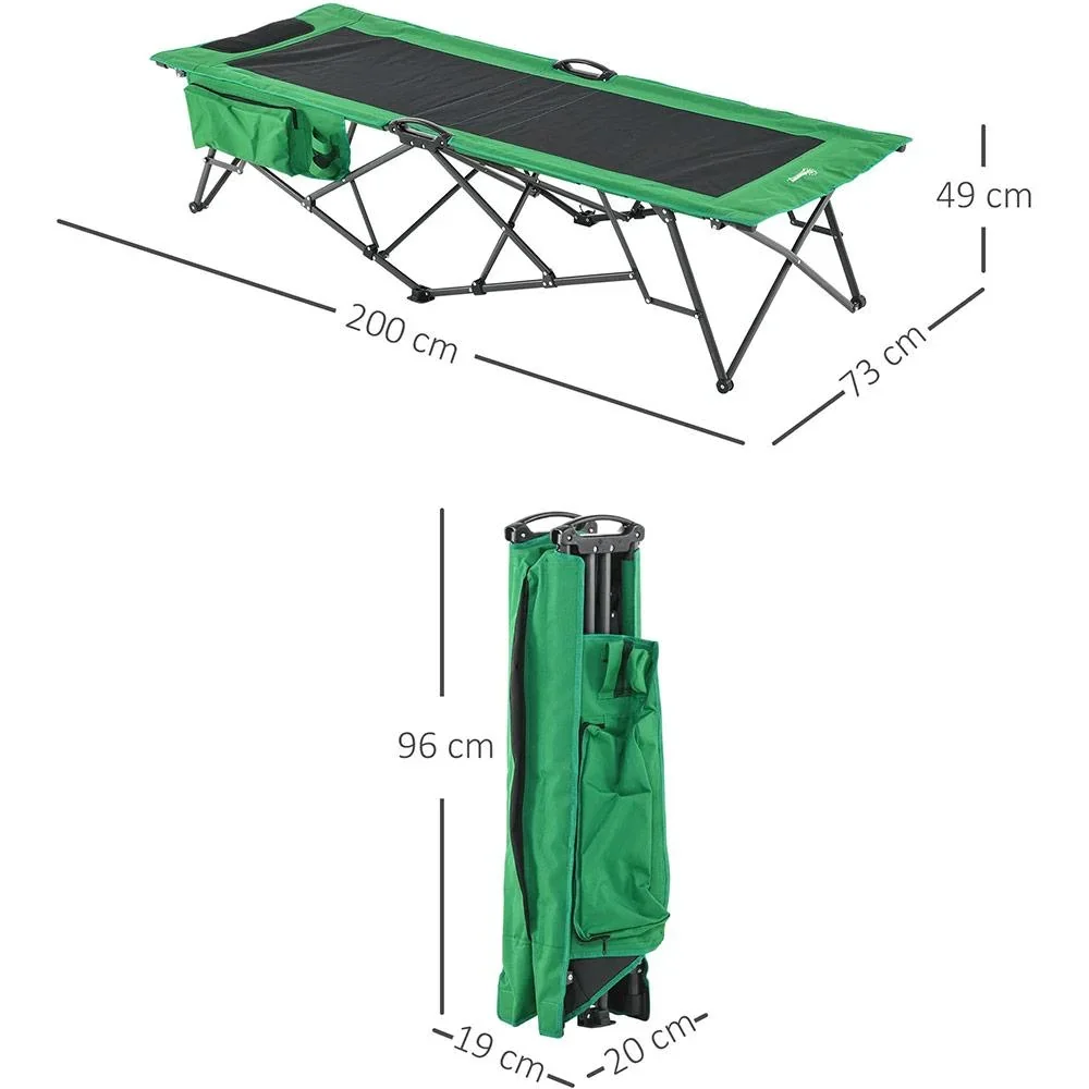 Campingbett mit seitlicher Tasche grün, schwarz - 1