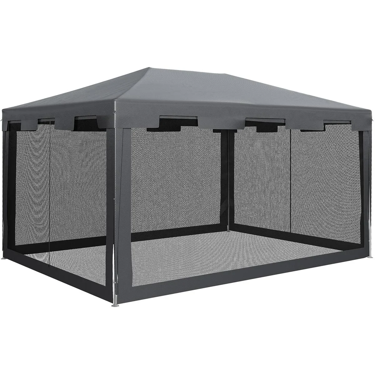 Pavillon Partyzelt mit Seitenwänden Metall PE Weiß+Dunkelgrau+Schwarz 4 x 3 m - 2
