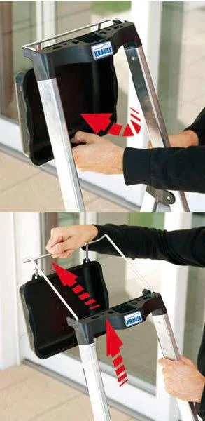 Stufen-Stehleiter Secury mit 4 Stufen und mit Ablage - 1