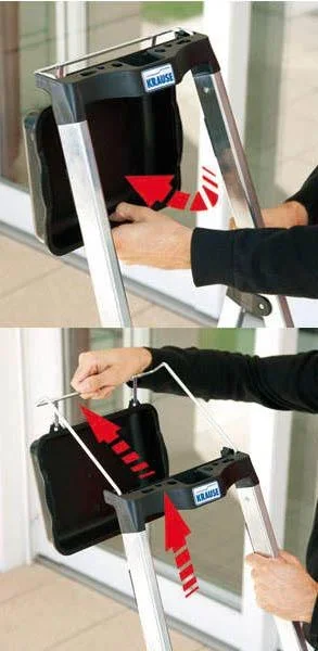 Stufen-Stehleiter Secury mit 4 Stufen und mit Ablage - 1