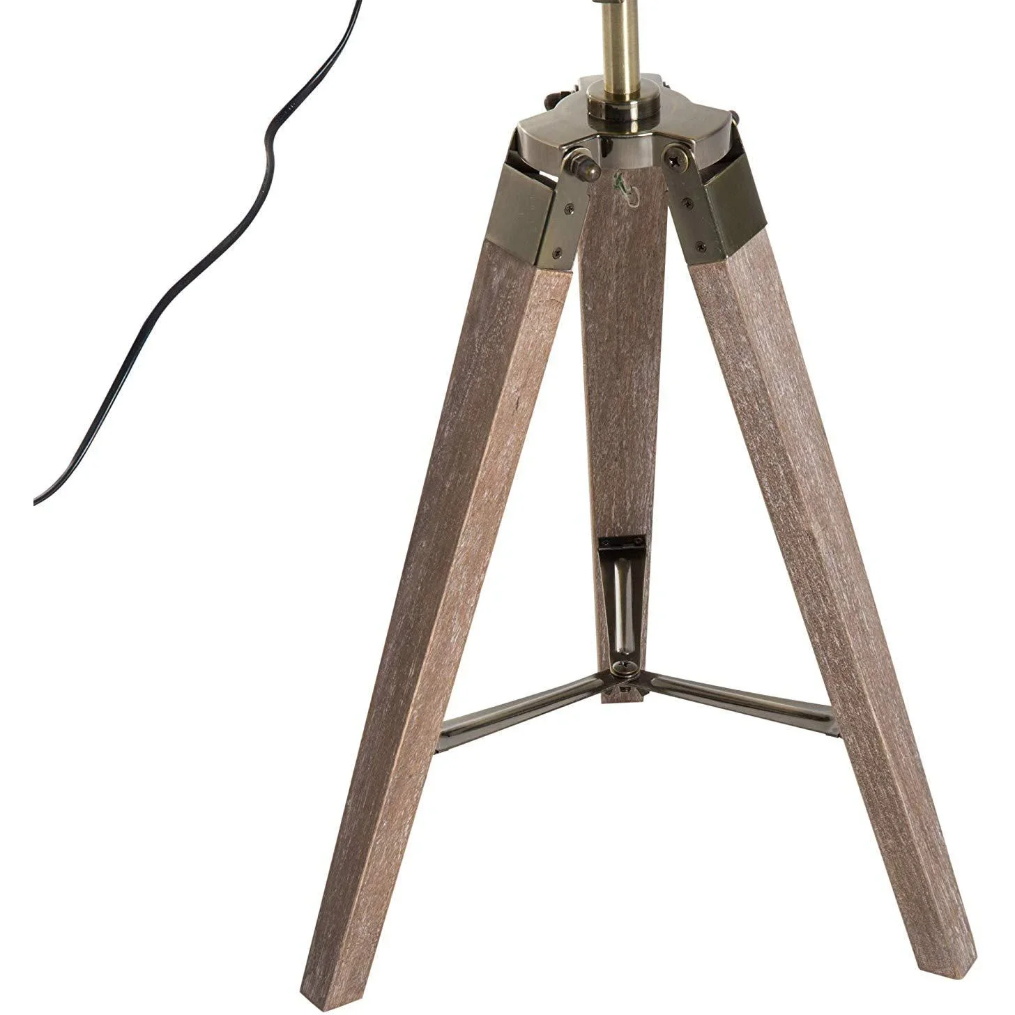 Tischlampe Holz Tischleuchte Dreibein E14 Bronze - 0