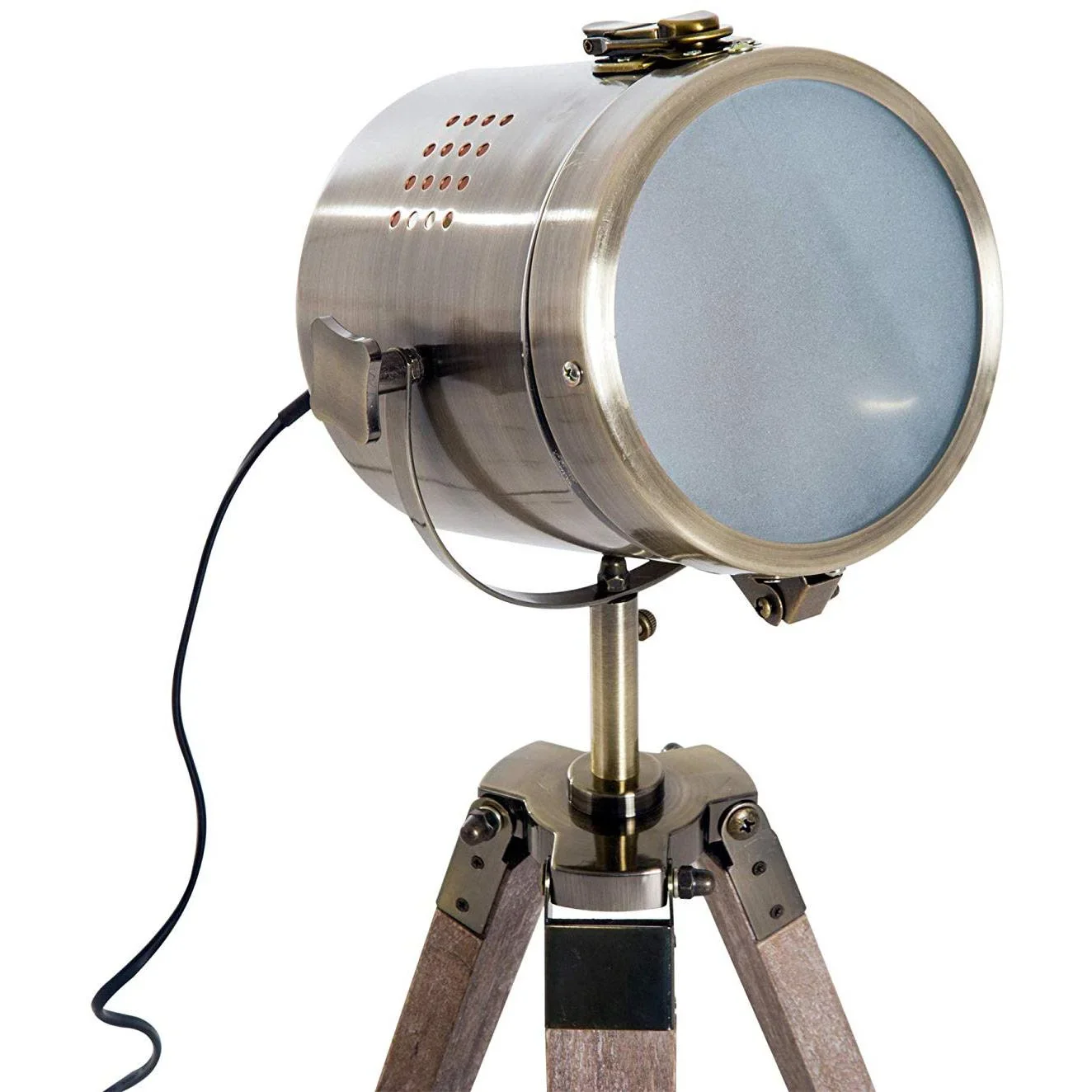 Tischlampe Holz Tischleuchte Dreibein E14 Bronze - 1