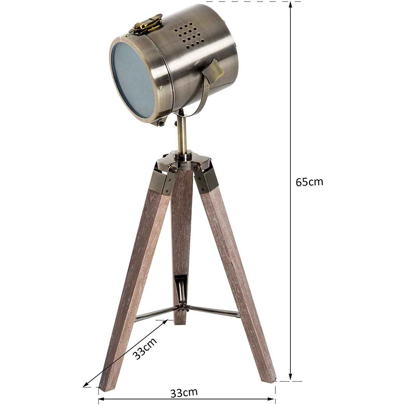 Tischlampe Holz Tischleuchte Dreibein E14 Bronze - 4
