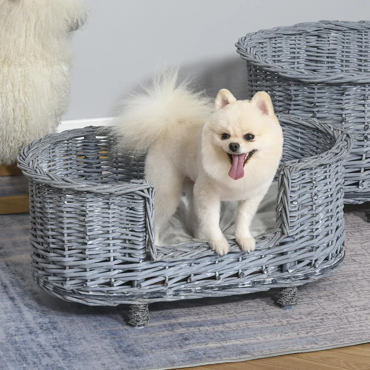 Hundesofa Haustiersofa Hundebett Katzensofa Weichem Bezug Katzensofa Weide Plüsch Grau 71 x 40 x 31 cm - 0