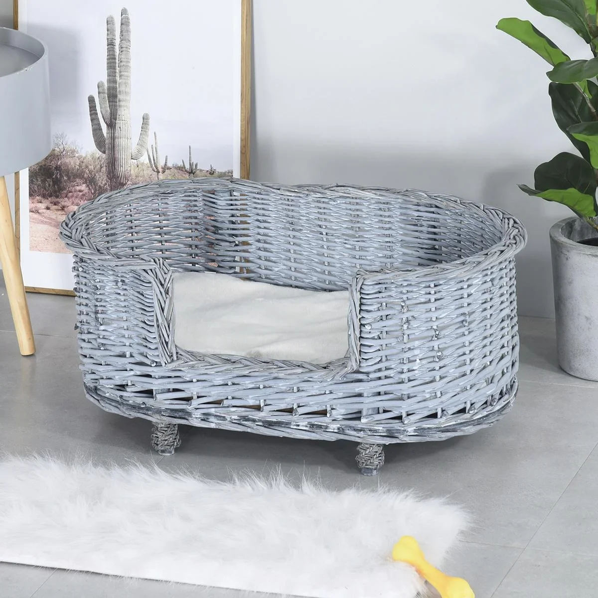 Hundesofa Haustiersofa Hundebett Katzensofa Weichem Bezug Katzensofa Weide Plüsch Grau 71 x 40 x 31 cm - 1
