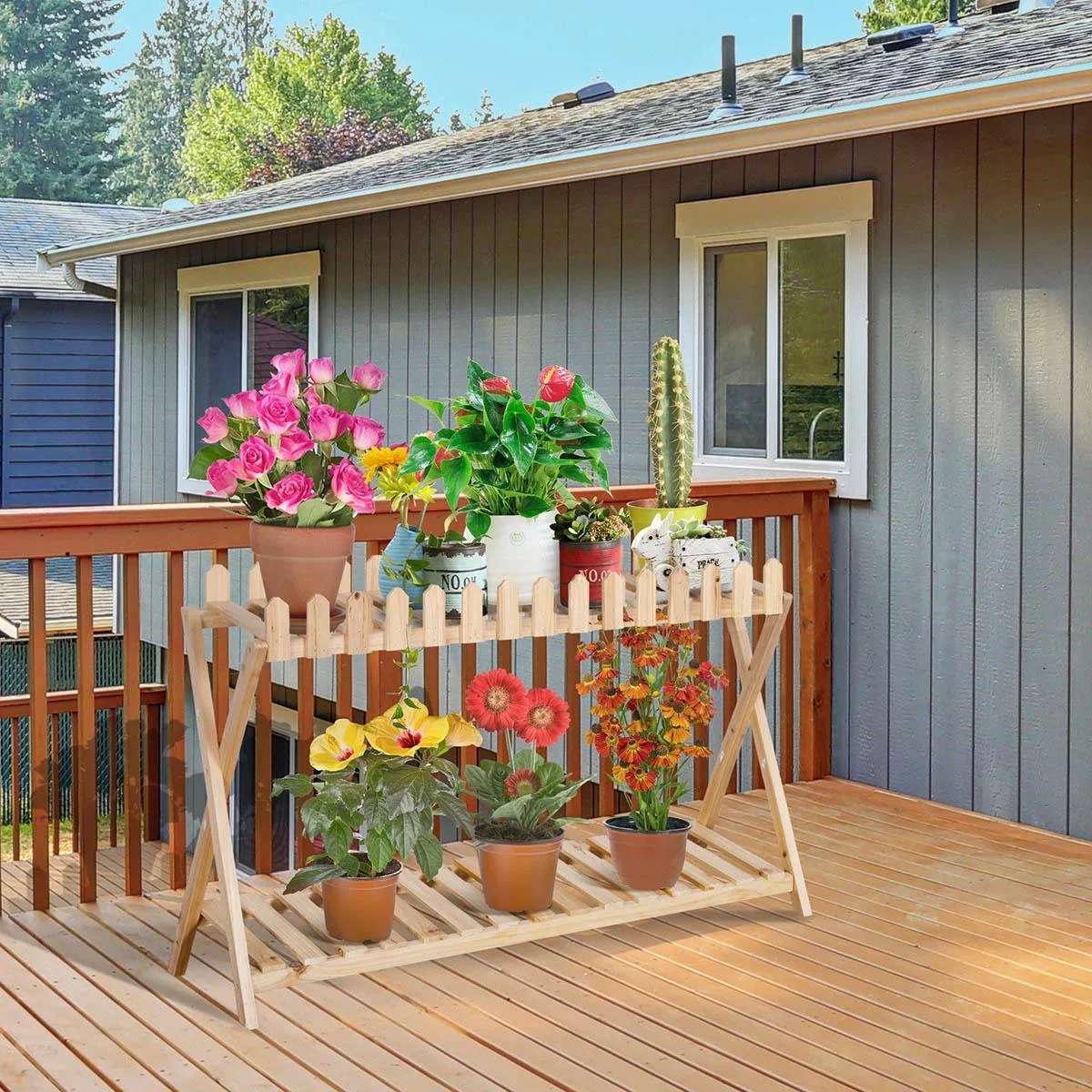 Pflanzenständer - Massivholz - 108 x 37 x 65 cm - 2